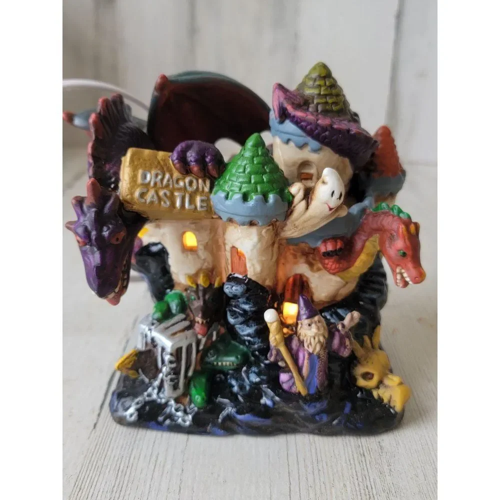 Vintage Dragon Castle ceramic wizard Halloween prop decor scary‎ skull